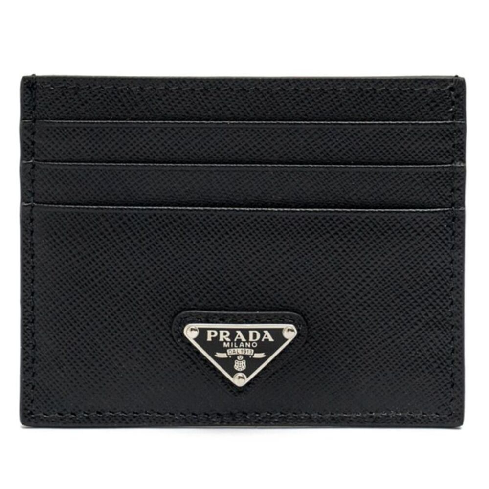 Saffiano Triangle Logo Card Wallet